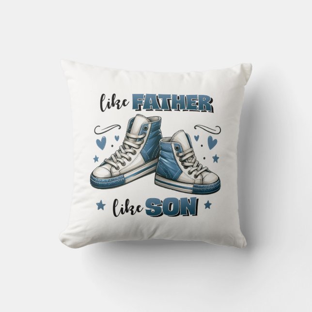 Blue Sneakers Like Father, Like Son Throw Pillow (Front)