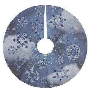 Blue Snow Brushed Polyester Tree Skirt