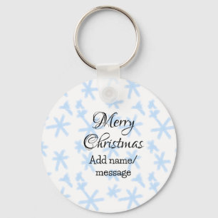 Blue snow flakes Christmas pattern snow pattern Keychain