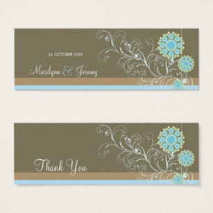 Blue Snow Flower Swirls Winter Wedding Favour Tag