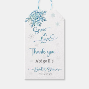 BLUE SNOW IN LOVE BRIDAL SHOWER GIFT TAGS