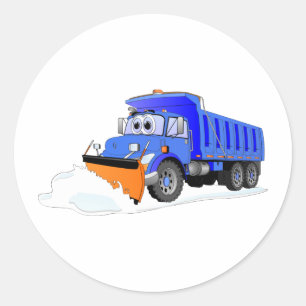 Blue Snow Plow Cartoon Dump Truck Classic Round Sticker
