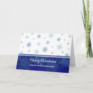 Blue Snow Sister & Family Merry Christmas Card