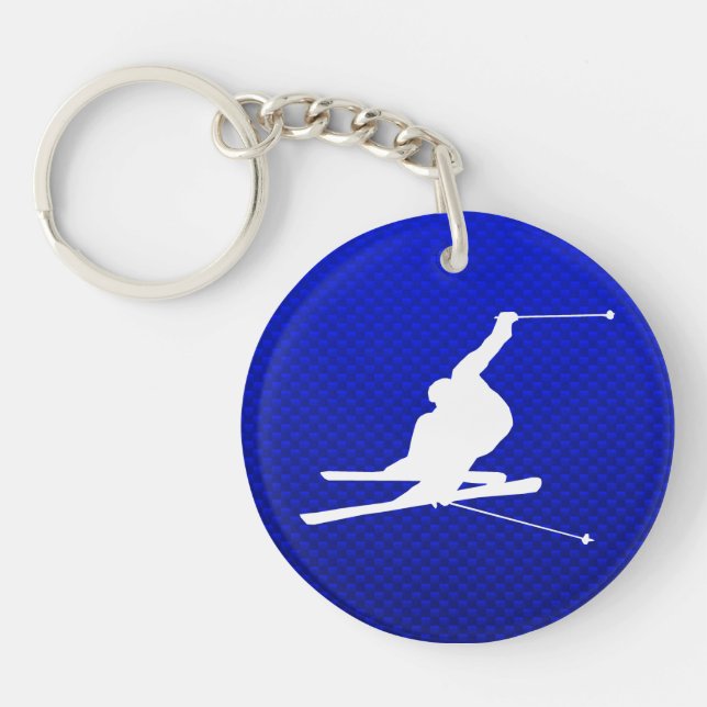 Blue Snow Skiing Keychain (Front)