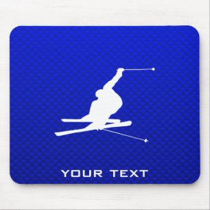 Blue Snow Skiing Mouse Pad