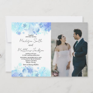 Blue Snow Wedding Invitations with photo