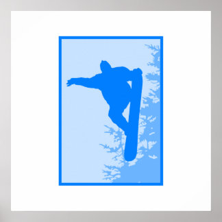 Blue Snowboard Logo Poster