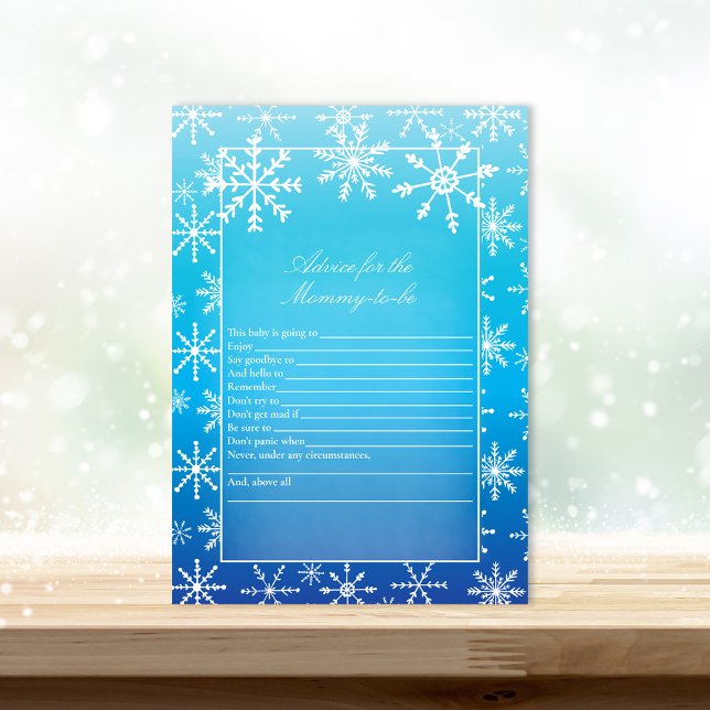 Blue Snowflake Advice For Mommy Baby Shower Game Invitation (Creator Uploaded)