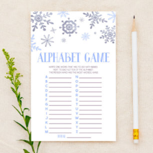 Blue Snowflake Alphabet Baby Shower Game Stationery