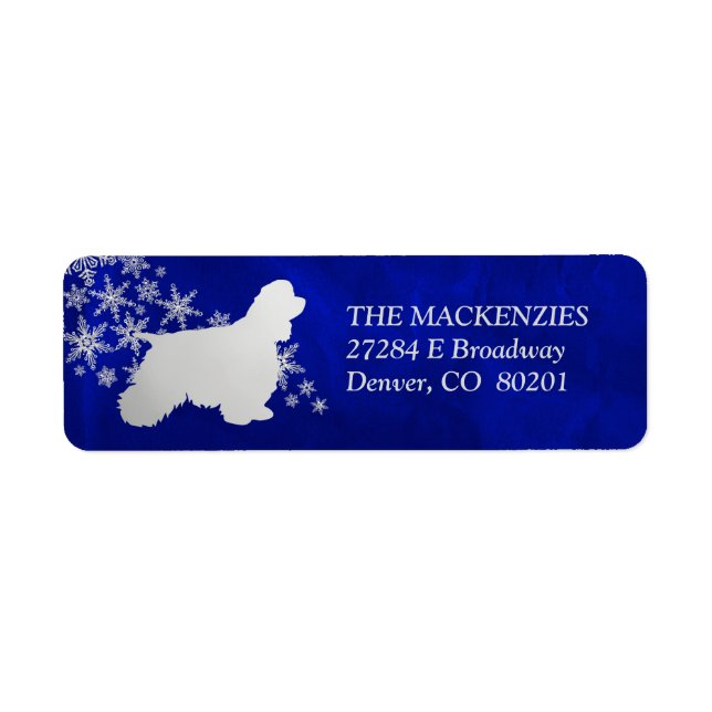 Blue Snowflake American Cocker Return Address (Front)
