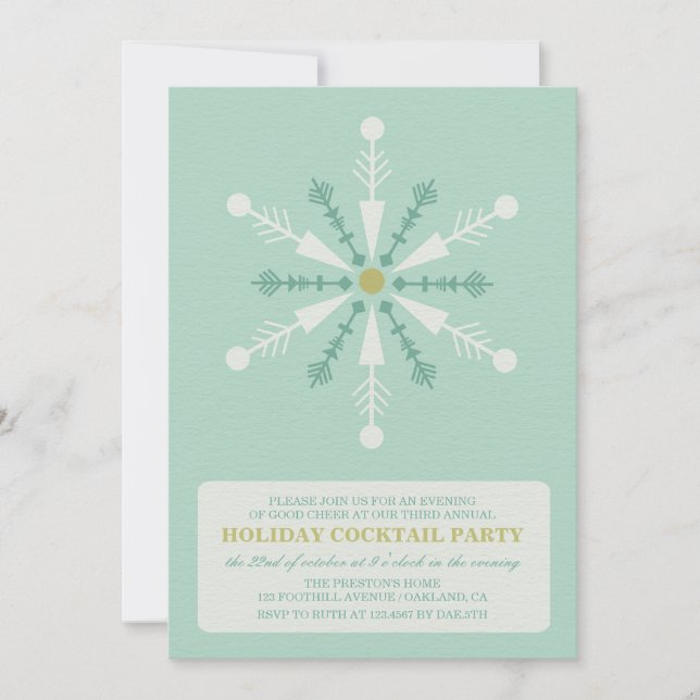 Blue Snowflake Annual Holiday Party Invitation (Front)