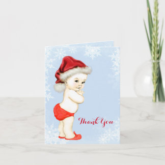 Blue Snowflake Baby Boy Shower Thank You Card