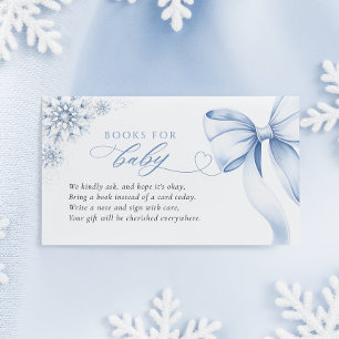 Blue Snowflake Baby Shower Books for Baby Enclosure Card