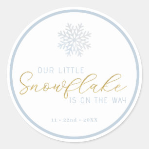 Blue Snowflake Baby Shower Favour Sticker