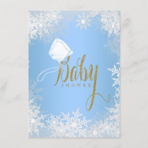 Blue Snowflake Baby Shower Invitation