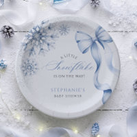 Blue Snowflake Baby Shower Paper Plates
