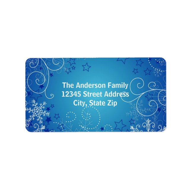 Blue Snowflake Background - Address Label (Front)