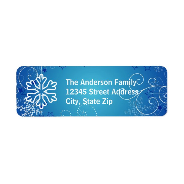 Blue Snowflake Background - Return Address Label (Front)