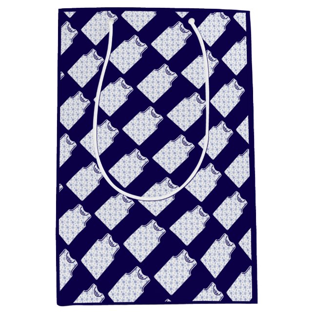 Blue Snowflake Basketball Jersey Medium Gift Bag (Front)