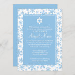 Blue Snowflake Border Star of David Bat Mitzvah Invitation<br><div class="desc">A winter themed Bat Mitzvah invitation featuring a snowflake pattern in blue and white. Perfect for a winter wonderland Bat Mitzvah party. Easily personalize!</div>