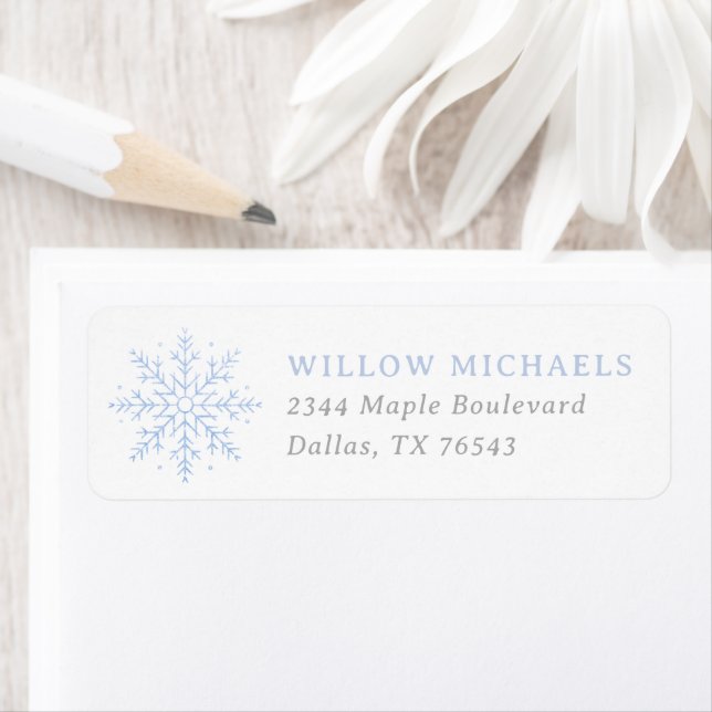 Blue Snowflake Boy Baby shower Adresse de retour (En situation)