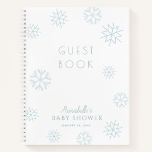 Blue Snowflake Boy Baby shower Livre d'or