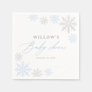 Blue Snowflake Boy Baby Shower Napkin