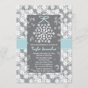Blue Snowflake Bridal Wedding Shower Invitations