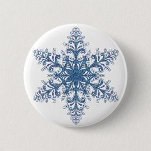 Blue Snowflake Button