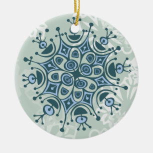 Blue Snowflake Ceramic Ornament
