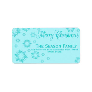 blue Snowflake Christmas  address label