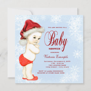 Blue Snowflake Christmas Baby Shower Invitation