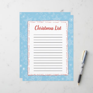 Blue Snowflake Christmas BG Santa Wish List
