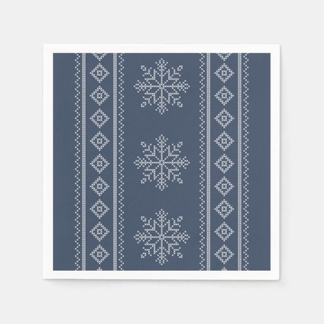 Blue snowflake christmas craft design napkin (Front)