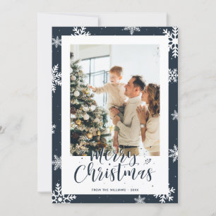 Blue Snowflake Christmas Holiday Photo Cards