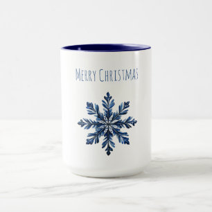 Blue Snowflake Christmas Mug