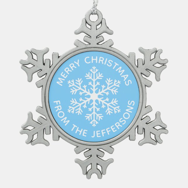 Blue Snowflake Christmas Ornament (Front)