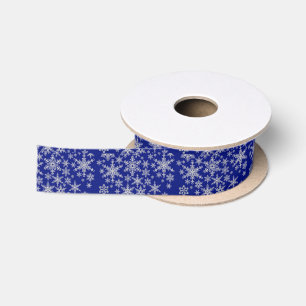 Blue Snowflake Christmas Satin Ribbon