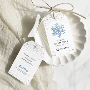 Blue snowflake company logo Christmas Gift Tags