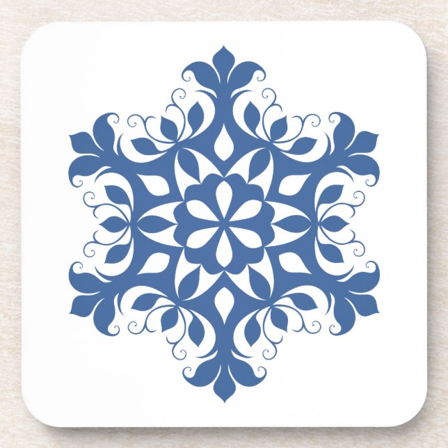 Blue Snowflake Cork Coaster set (Front)