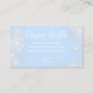 Blue Snowflake Diaper Raffle Tickets Enclosure Card