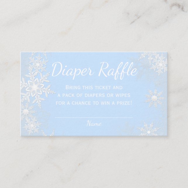 Blue Snowflake Diaper Raffle Tickets Enclosure Card (Front)