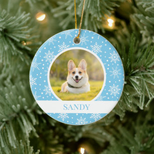 Blue Snowflake Dog Ornament