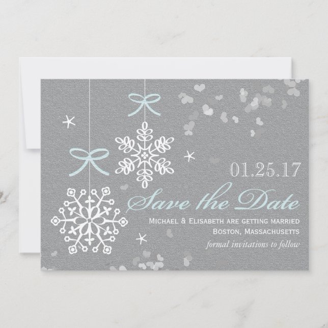 Blue Snowflake Enregistrer les cartes de dates (Devant)