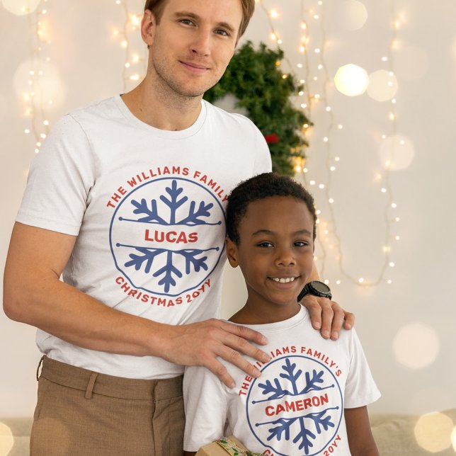 Blue Snowflake Family Christmas Name Year T-Shirt (Creator Uploaded)