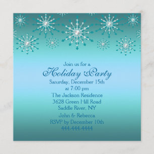 Blue Snowflake Fête Invitation