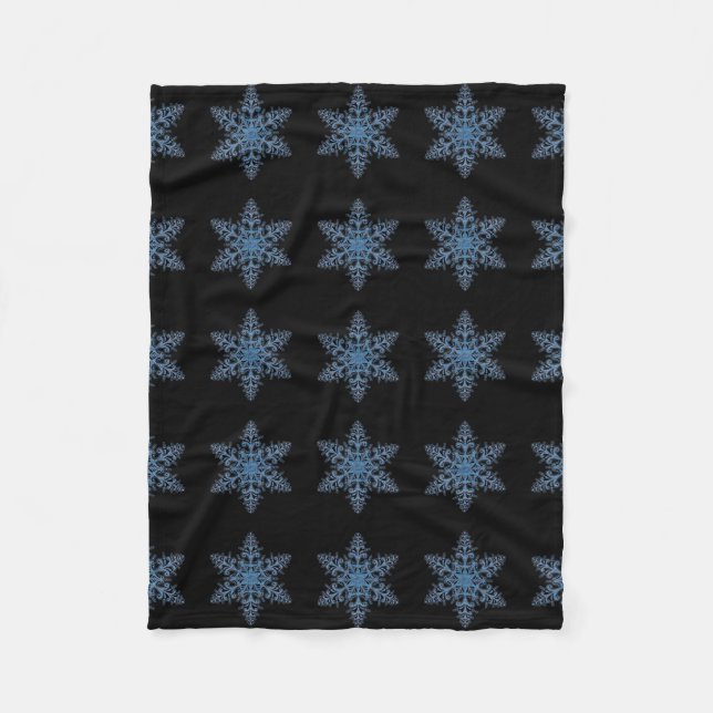 Blue Snowflake Fleece Blanket (Front)