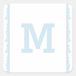 Blue Snowflake Frame Holiday Monogram Square Sticker