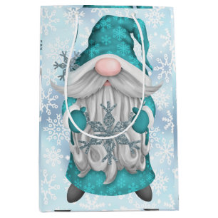 Blue Snowflake Gnome Medium Gift Bag