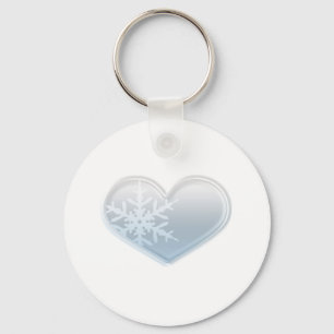 blue snowflake heart keychain